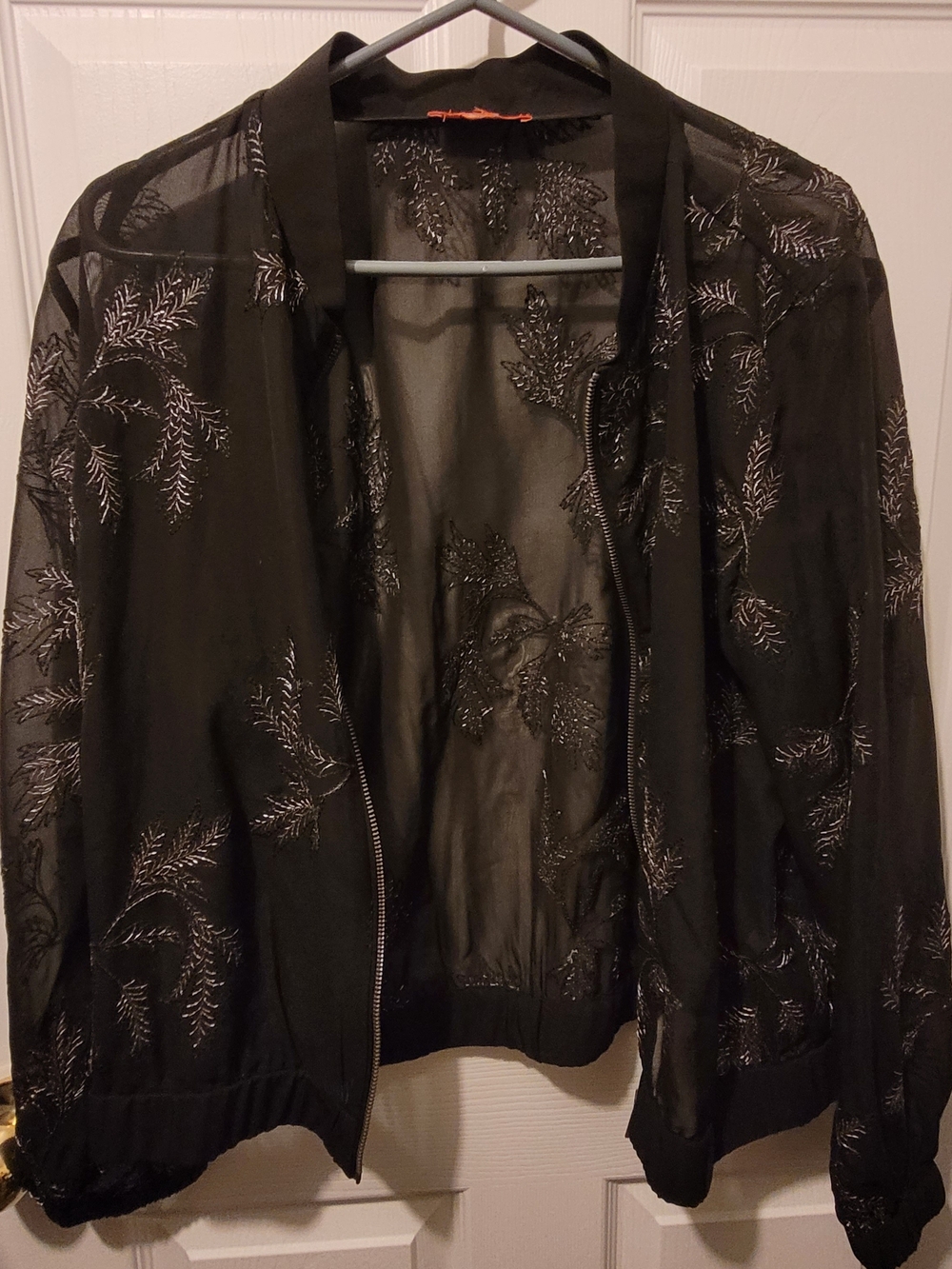 Ptp 22 - Joe Fresh Black Sheer Embroidered Bomber Jacket